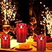 Vinkor Flameless Candles Flickering Candles Decorative Battery Flameless Candle Classic Real Wax Pillar with Dancing LED Flame & 10-Key Remote Control 2/4/6/8 Hours Timers (Burgundy)