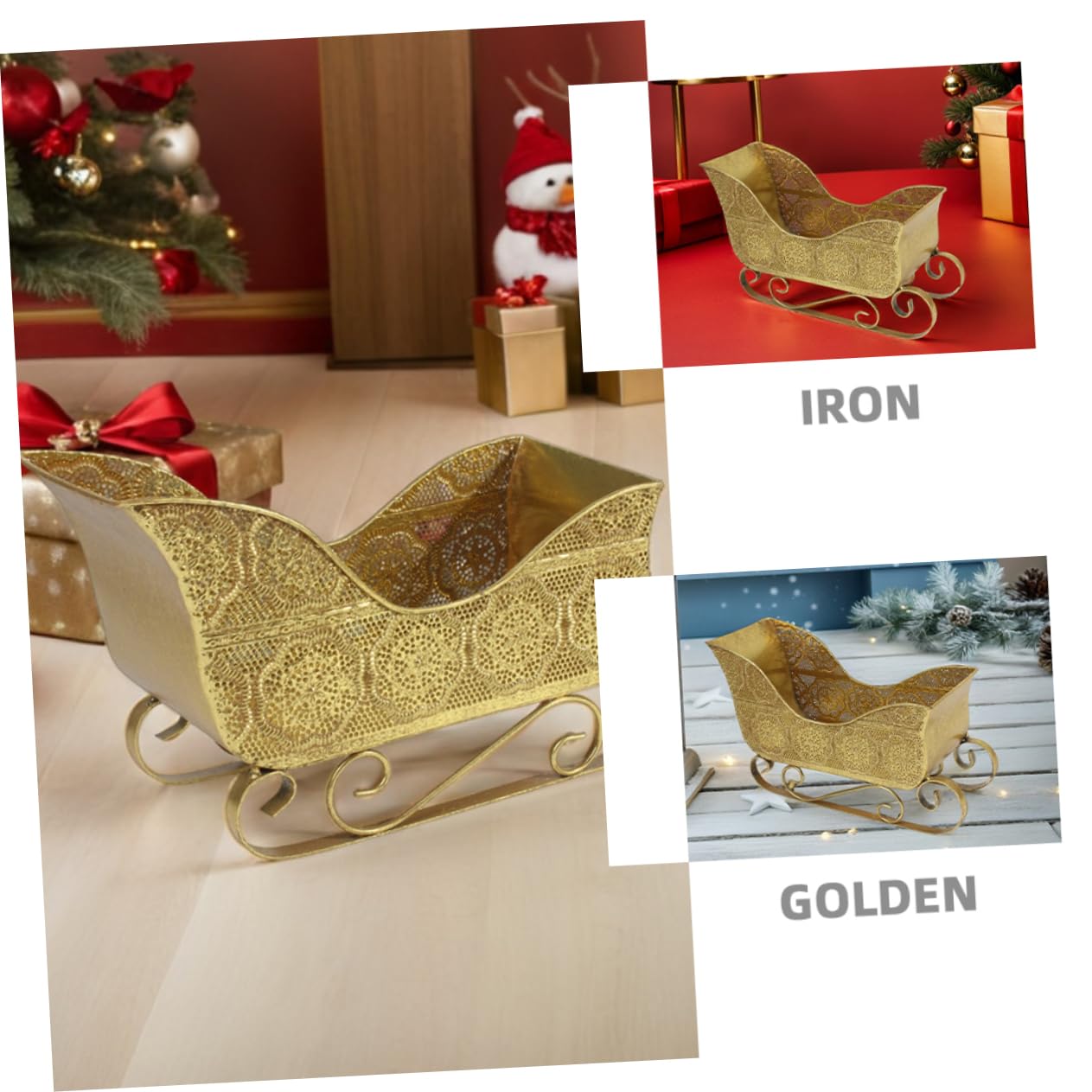 SOLUSTRE Spielzeugschlitten aus Metall Kleiner Schlitten für Weihnachtsdeko Dekoschlitten als Kamindekoration Tischschlitten mit Vintage-design Weihnachtsschlitten-ornament