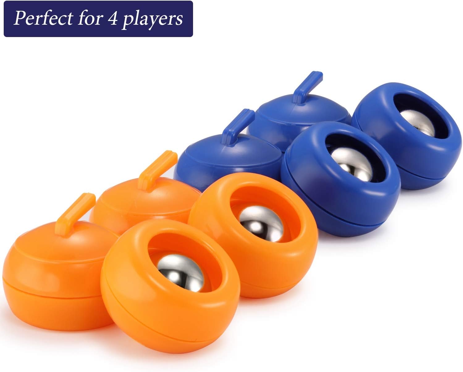 Gejoy 8 Mini Shuffleboard Pucks Tabletop Curling Game, Blue Orange image 5