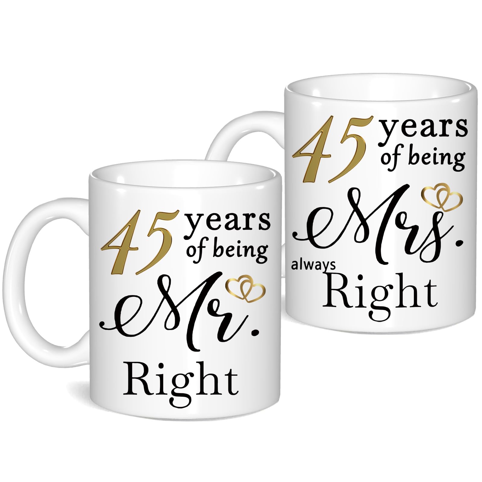 45 Year Anniversary Coffee Mugs Set of 2