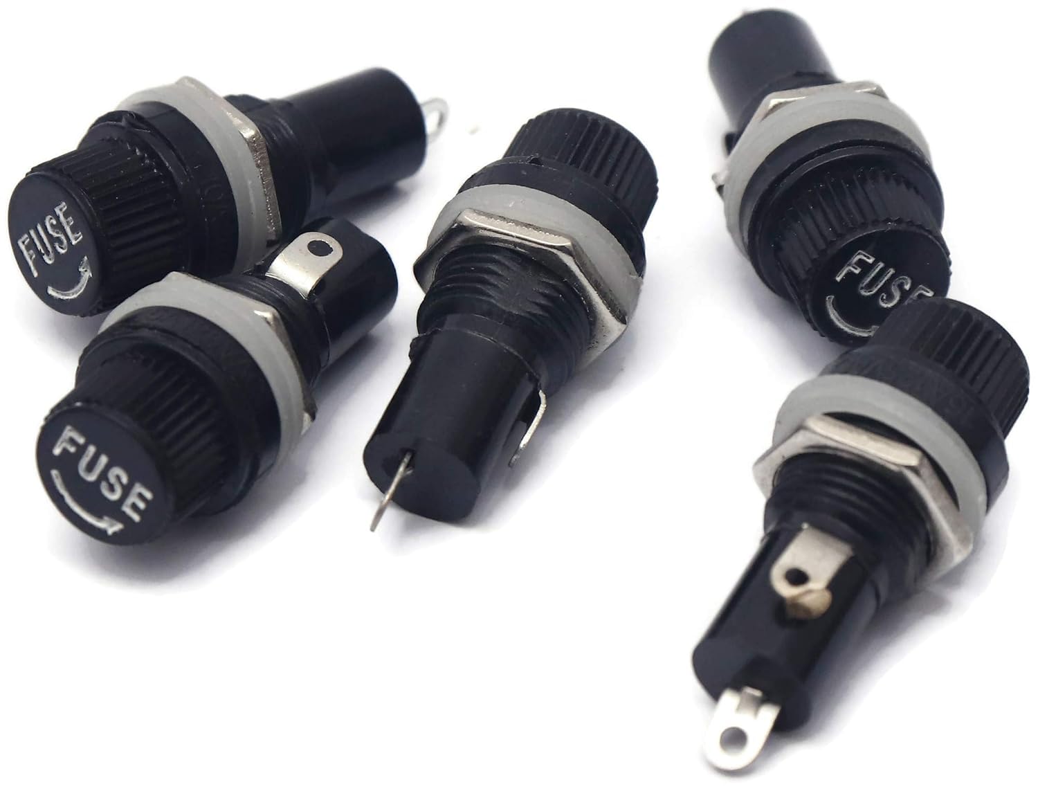 PACK OF 10 Panel Mounting 40mm x 15mm Fuse Holder w Locking Nut Black 250V 10A Black-image-18