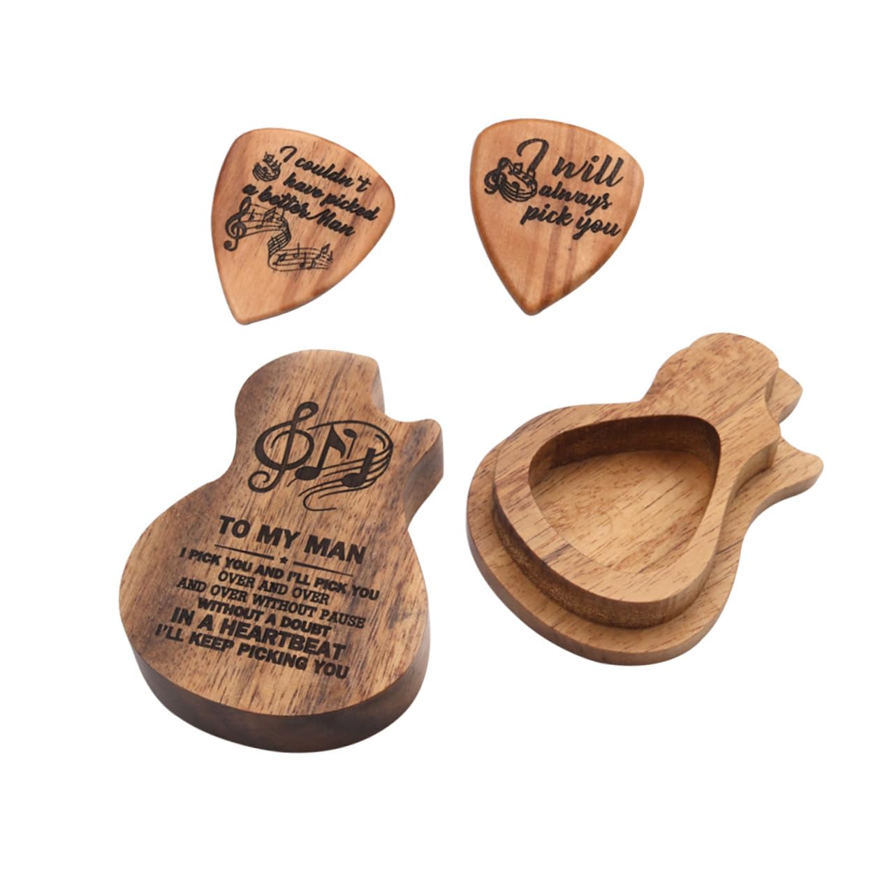 Toyvian 3 zestawy uchwytów do wytrychów gitarowych uchwyt kolekcjonerski do kostki gitarowej spersonalizowane kostki gitarowe walizka na kostki gitarowe pojemnik drewniany osobowość