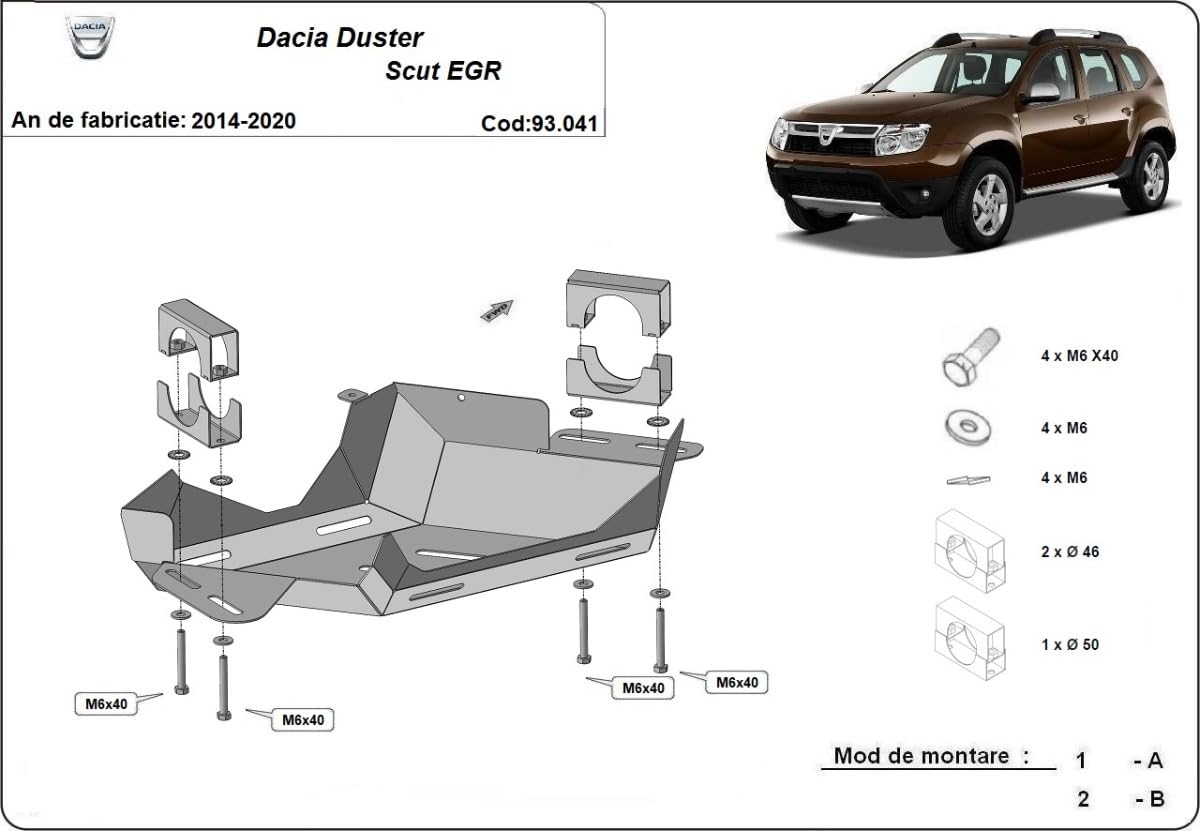 Protezione EGR compatibile con Dacia Duster.
