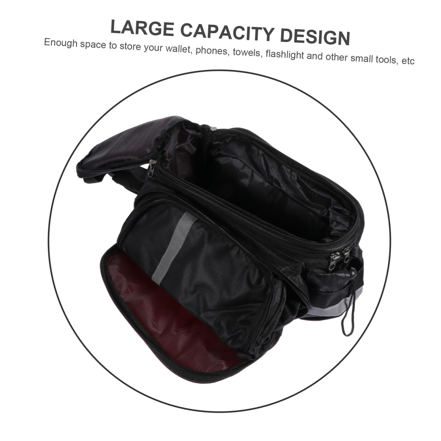 BESTonZON Borsa per Portapacchi Bicicletta Posteriore Grande Capacità | Tessuto Oxford Rosso, Striscia Riflettente, Funzione Multifunzione, Adatta alla Bici