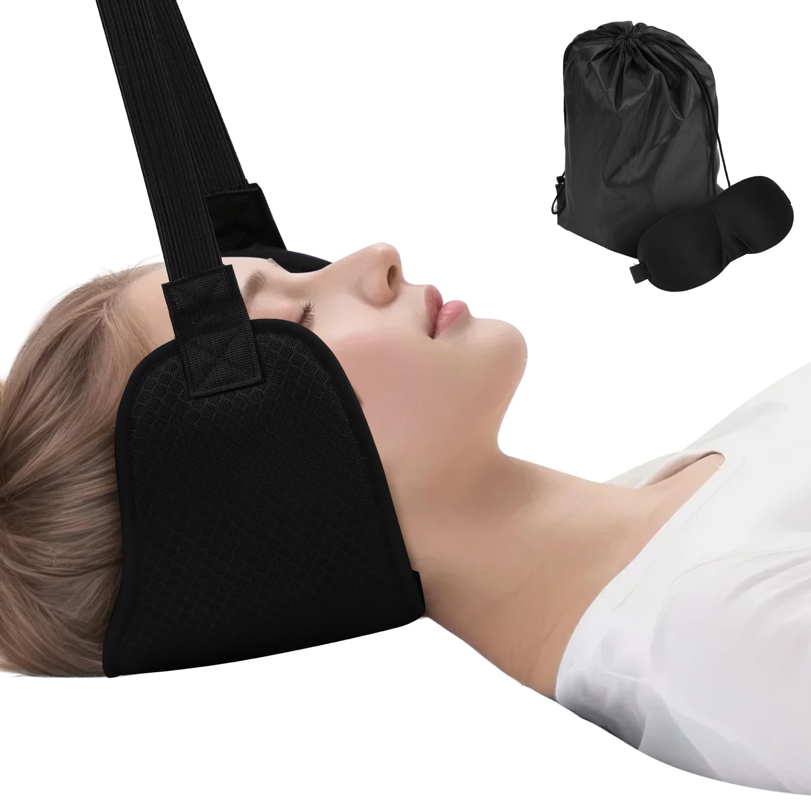 WEEOATAR Adjustable Neck Traction for Neck Pain, Neck Stretcher Strap for Pinched Nerves, Portable Neck Stretcher with Release Buckle, Neck Decompression Device for Indoors or Outdoors (Black 1)
