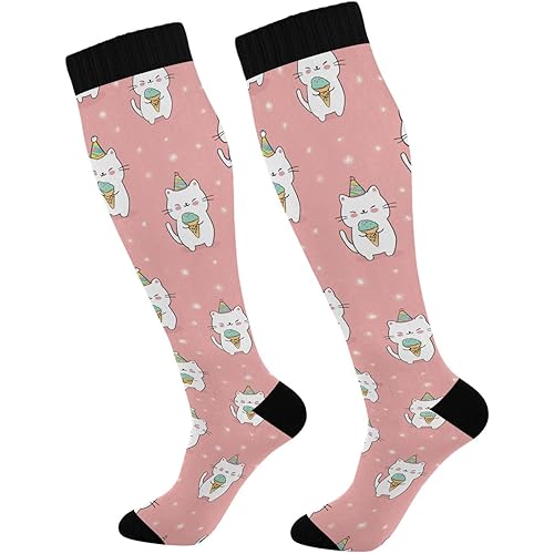 Wusikd Milk Cow Compression Socks for Women and Men Circulation Flowers Long Socks for Athletic Running 2