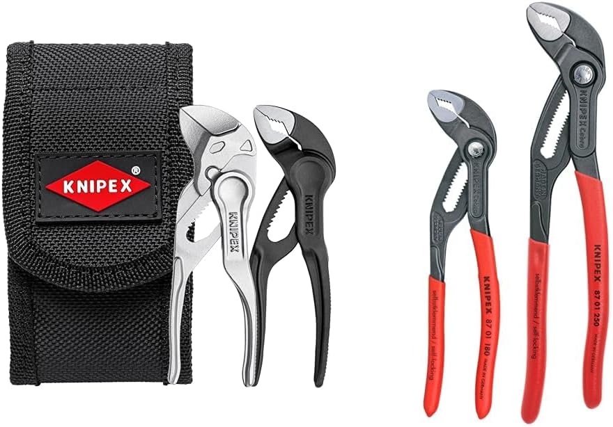 Knipex - 2 Pc Mini Pliers XS Set in Belt Pouch (002072V04XS) & Tools - 2 Piece Cobra Pliers Set (87 01 180 & 87 01 250) (003120V01US)
