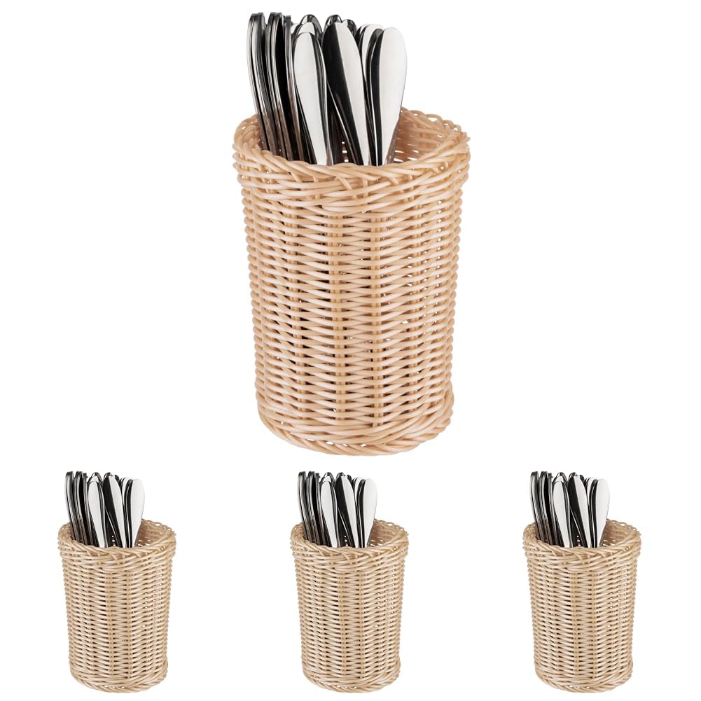 APS 40130 Besteckkorb ECONOMIC, Ø 12 cm, Höhe 15 cm, Polypropylen, beige (Packung mit 4)