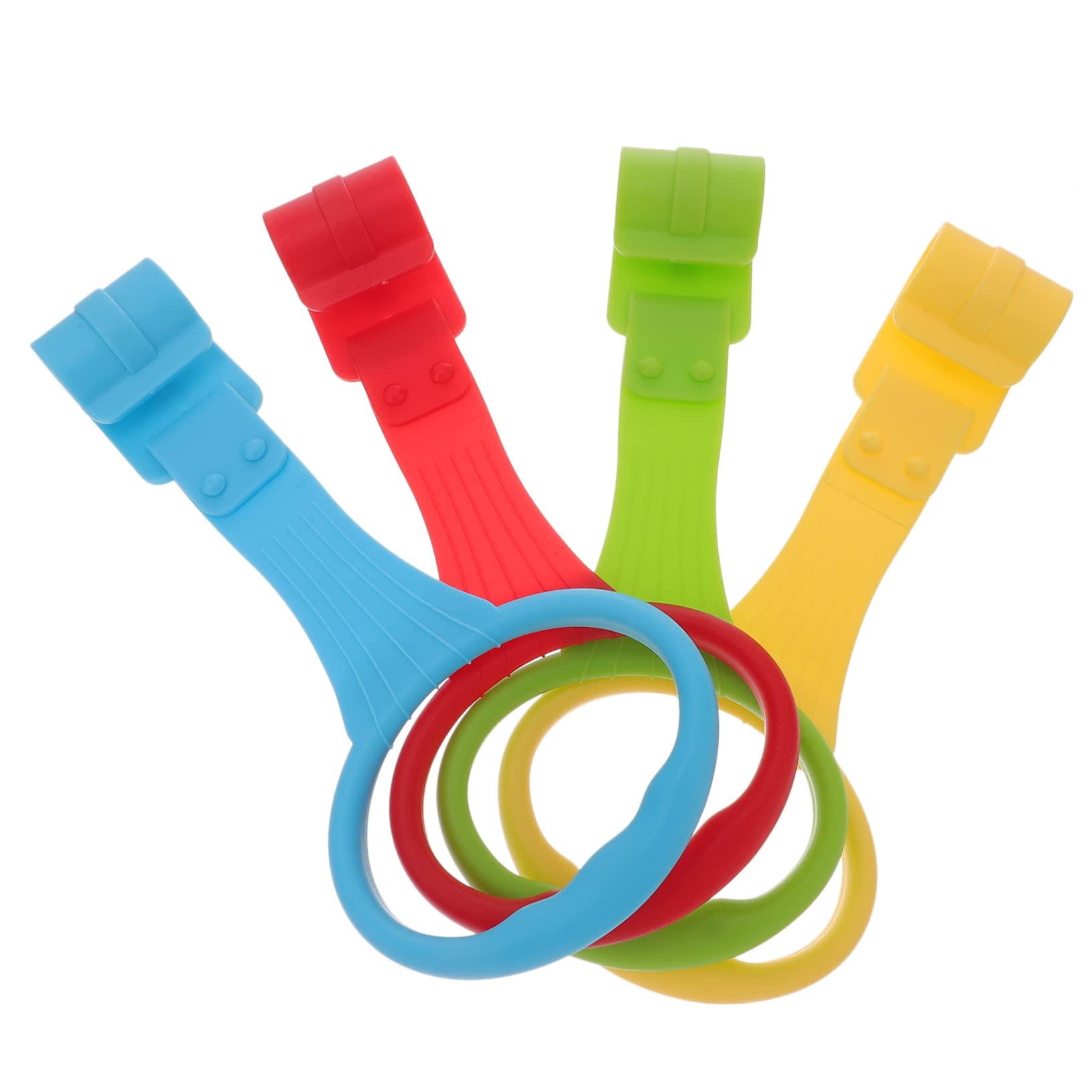 Sosoport 4Pcs Nursery Pull Rings Stand Up Rings for Learning to to Install Hanging Rings for Cribs and Playards Bright Colors to Attract Attention