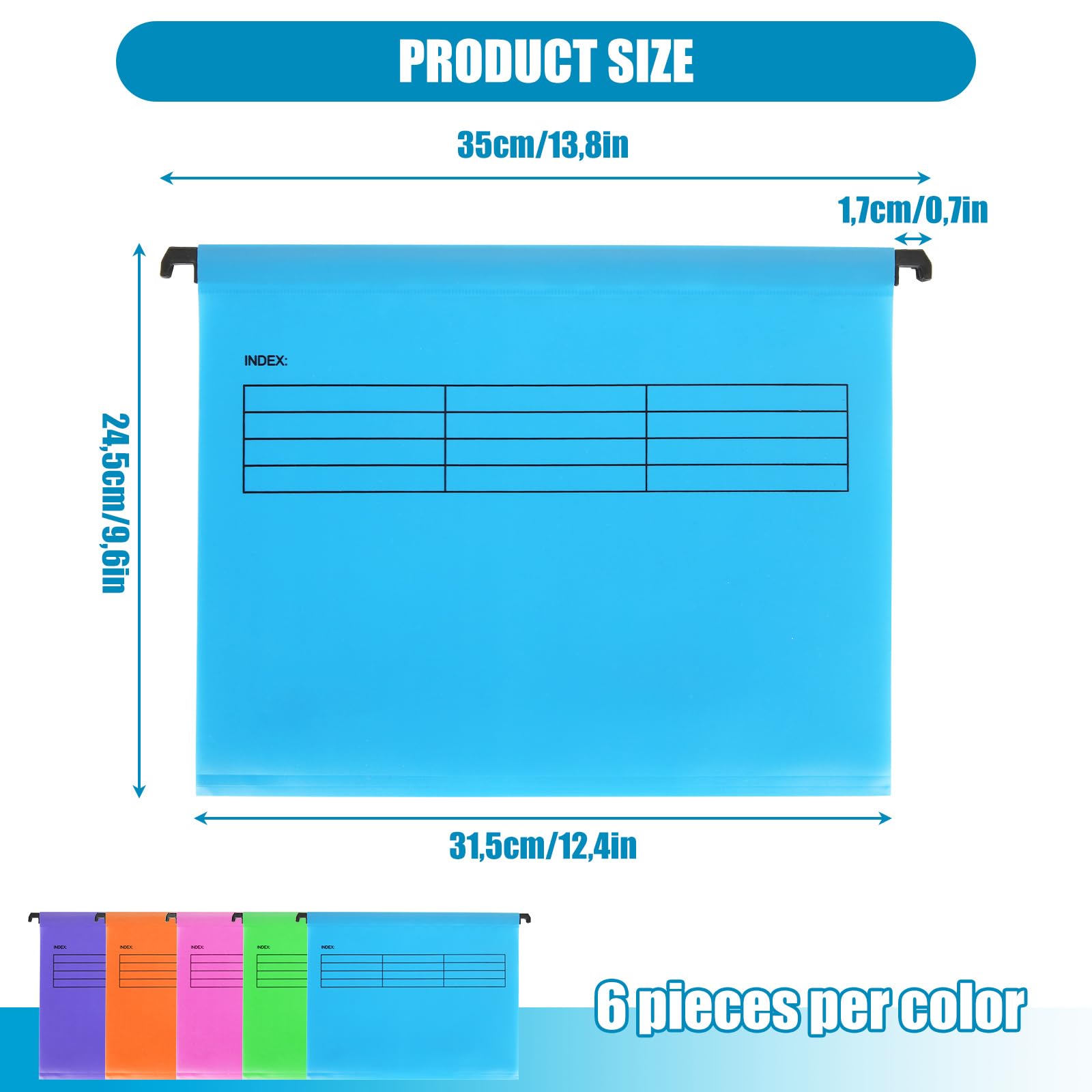 30 piezas carpetas colgantes A4, 5 colores carpetas colgantes a4 plastico, carpeta colgante plastico con pestañas y soportes para tarjetas para la escuela, el hogar, Oficina