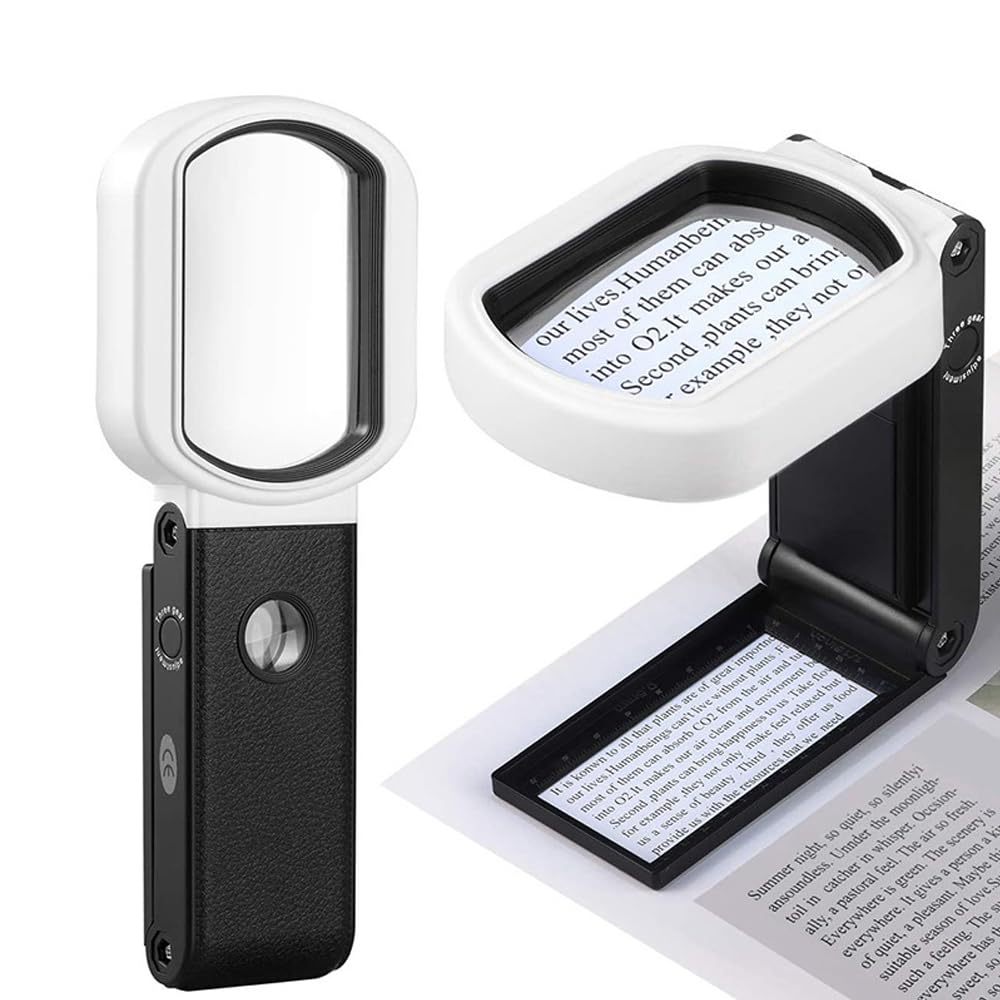 Magnifying Glass with Light and Stand, 25X10X Foldable Reading Magnifier