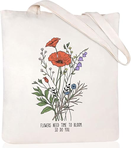 Andeiltech Bolsa de lona para mujer, bolsa de viaje estética, bolsa de hombro reutilizable, regalo de cumpleaños para mamá