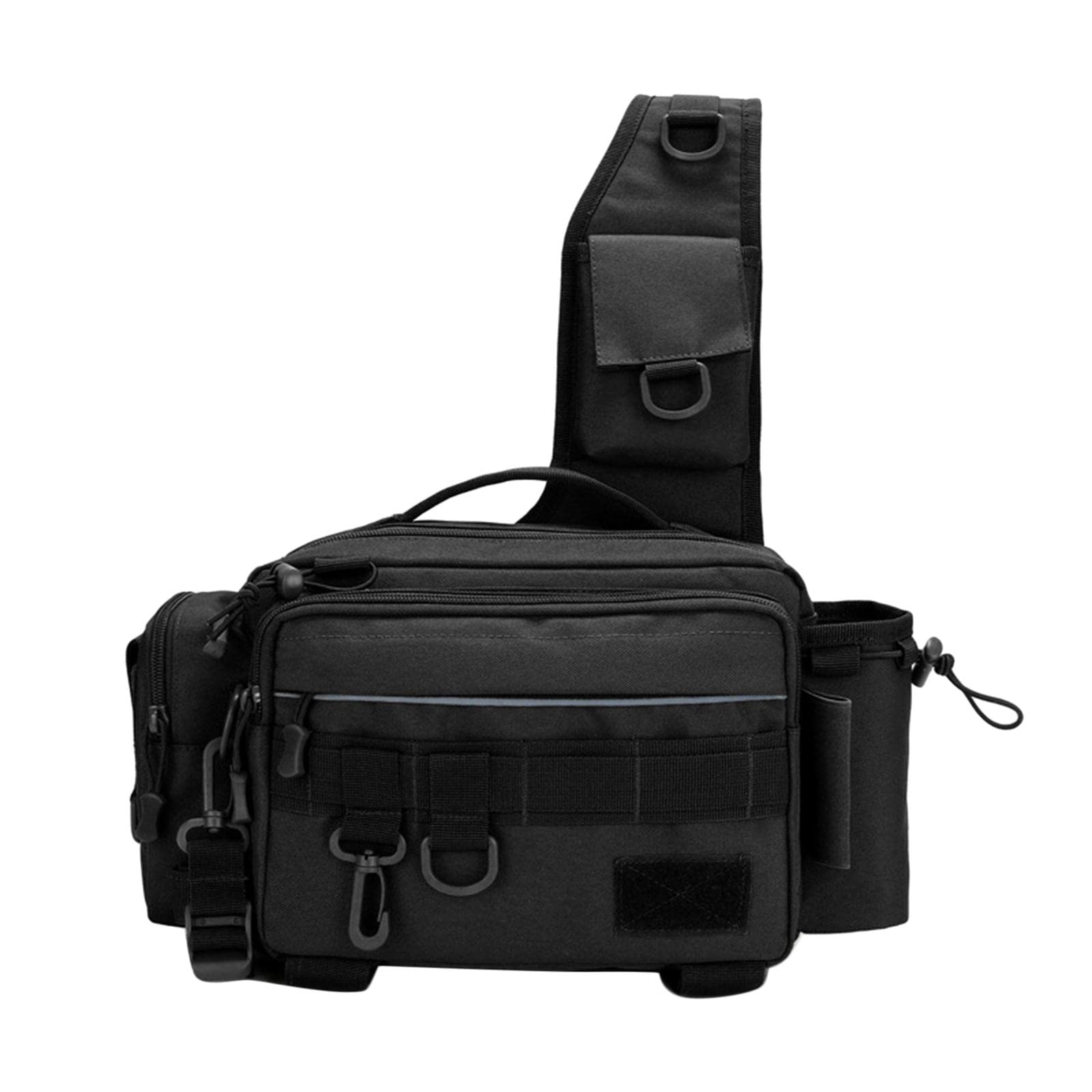 Zaino da Pesca, Borsa Portaoggetti Tattica da Cintura, Tracolla Imbottita E Traspirante, Porta Canna da Pesca, Tessuto in Nylon 600D, Adatto per Viagg
