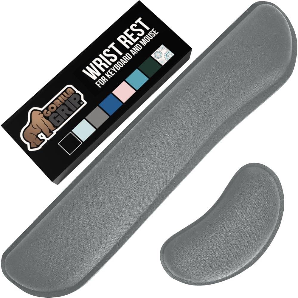 Gorilla Grip Poggiapolsi in memory foam in gel setoso, per tastiera del computer, mouse, design ergonomico per digitare senza dolore, supporto per mano e braccio, poggia mouse resistente alle macchie,