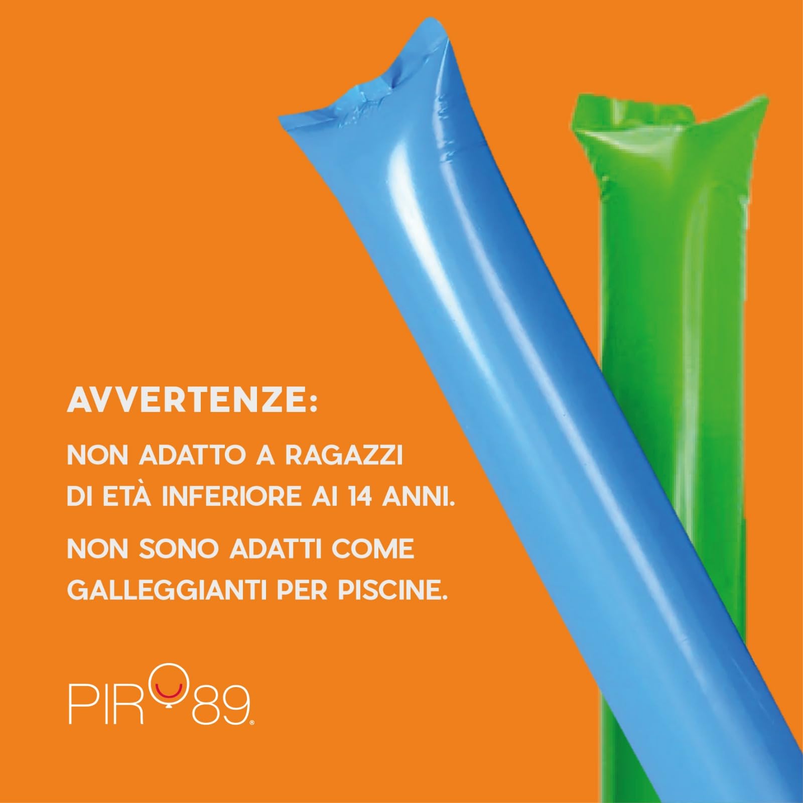 Pack 10 coppie (20 pezzi) di bastoni gonfiabili rumorosi riutilizzabili. Bam Bam Thunder Accessori per fare tifo, feste, animazione ed eventi sportivi. (Blu')