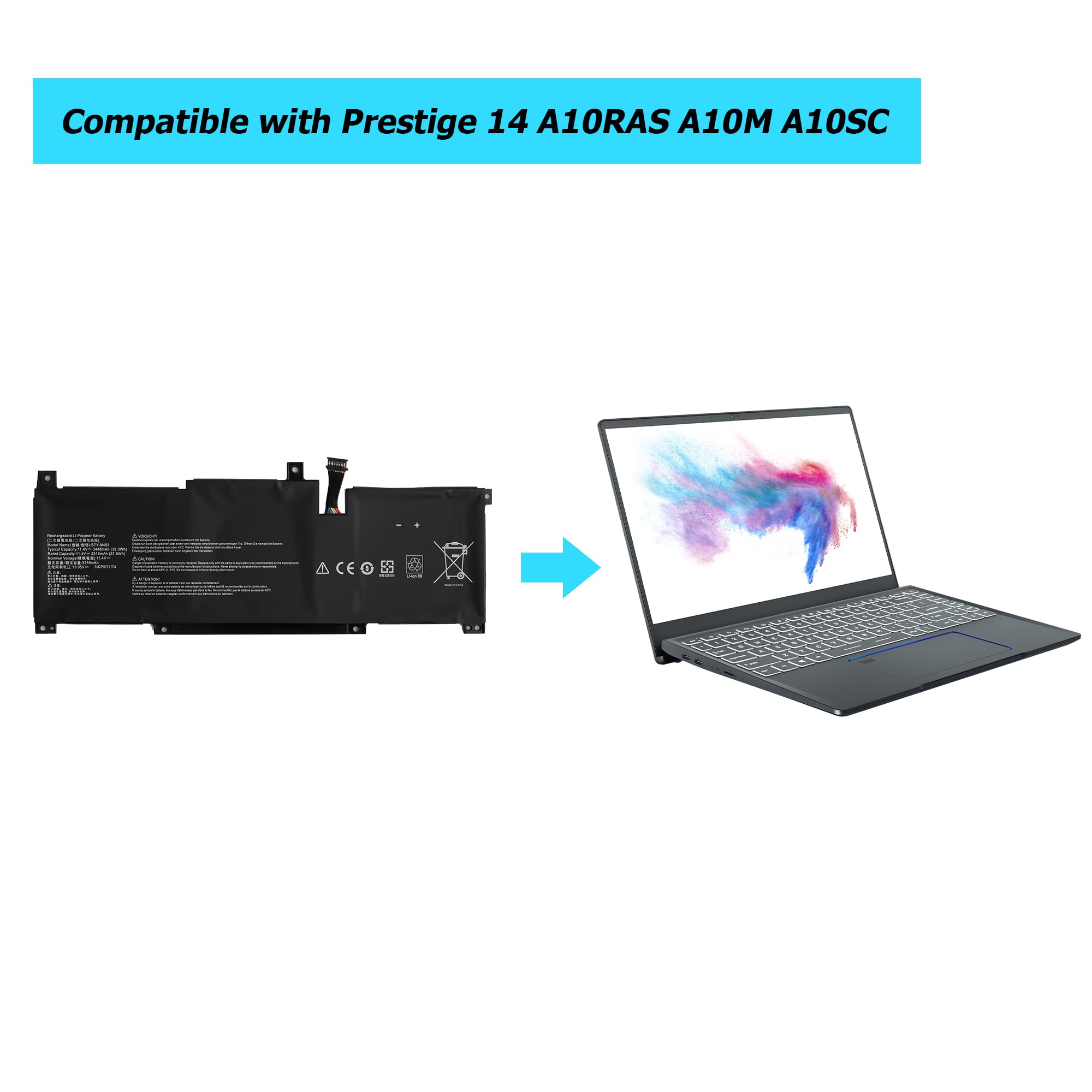 Amazon.com: Vvsialeek [New] BTY-M493 39.3Wh Laptop Replacement