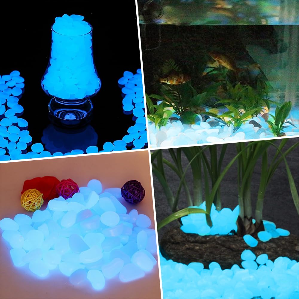 500 Pezzi Pietre Luminose Bianche Da Giardino, 1-1.5 cm Ciottoli Luminosi Fluorescenti, Sassi Luminosi da Giardino Solari, Sassi Decorativi per Vasi, Decorative Ciottoli Brillanti per Vaso Pianta