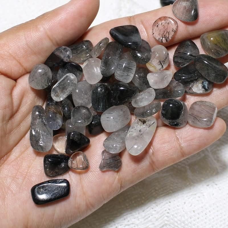 Meditation Home Natural Crystal Tumble Stone Polished Black Rutile Gravel Home Decor (Size : 300g)