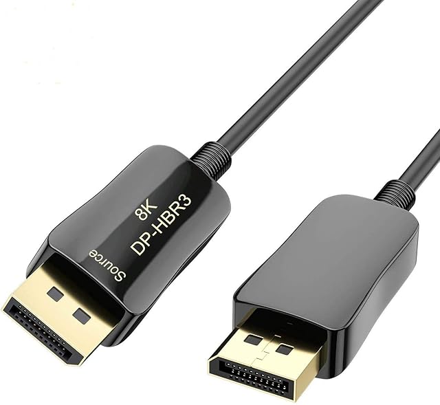 YIWENTEC 20M 66FT Fiber 8K 4K DisplayPort Cable DP 1.4 8K@60Hz 4K@144Hz High Speed 32.4Gbps Optical Fiber Slim and Flexible DP to DP Cable