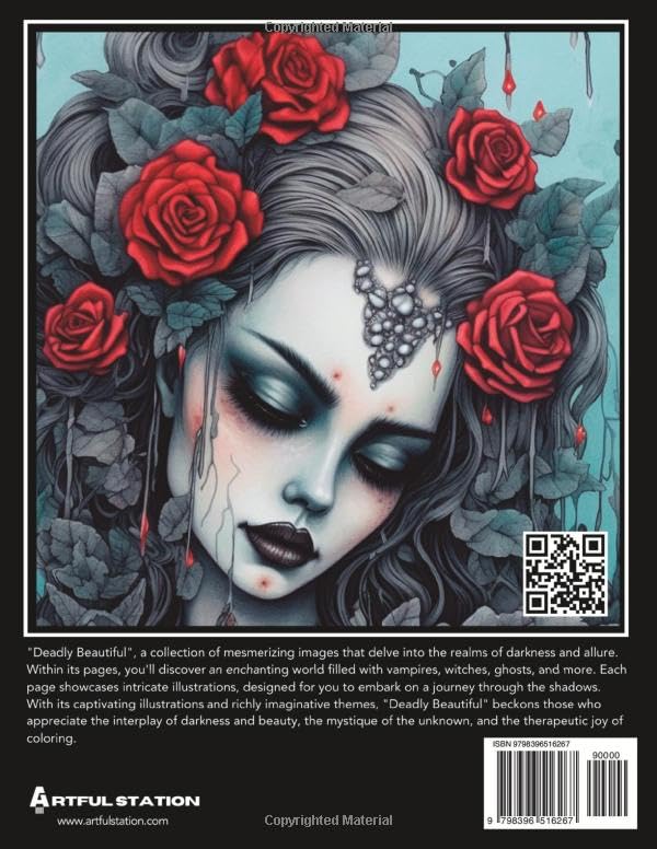 Miniatura 2 de Deadly Beautiful Adult Coloring Book for Relaxation, Artwork Featuring a Unique Spin on Captivating Zombies, Enchanting Vampires, Haunting Ghosts