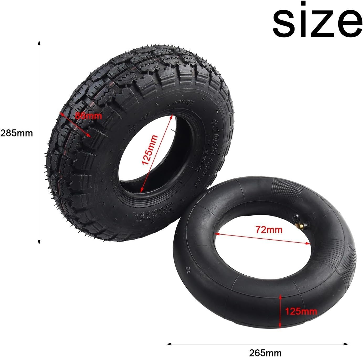 12 Inch 4.10/3.50-5 Inner Tube And Outer Tyre Set For Electric Scooters Wheelbarrows Tillers Rubber Replacement Parts,With Bent Air Nozzle
