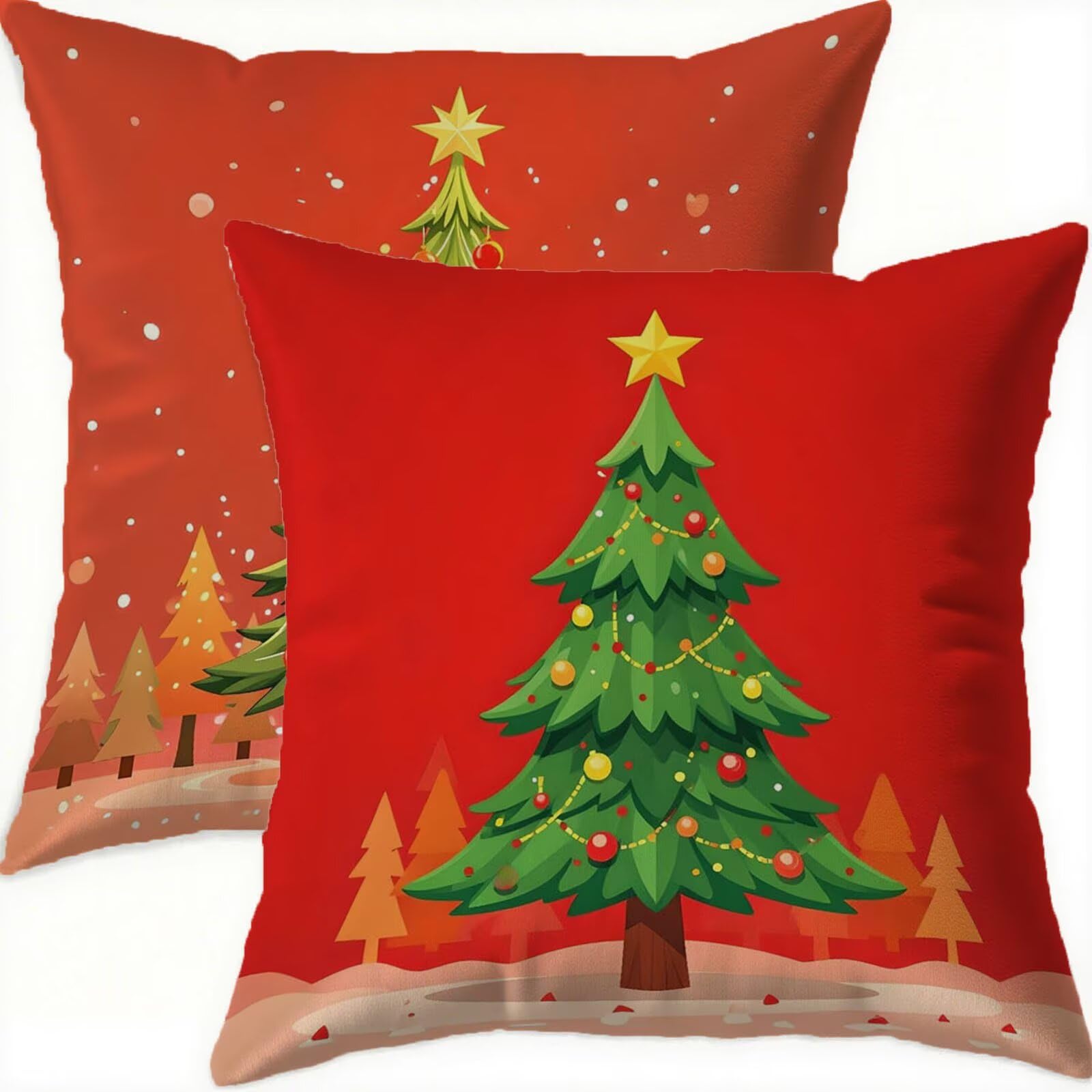 Housse coussin 75x75cm velours rouge Noël imperméable grand format
