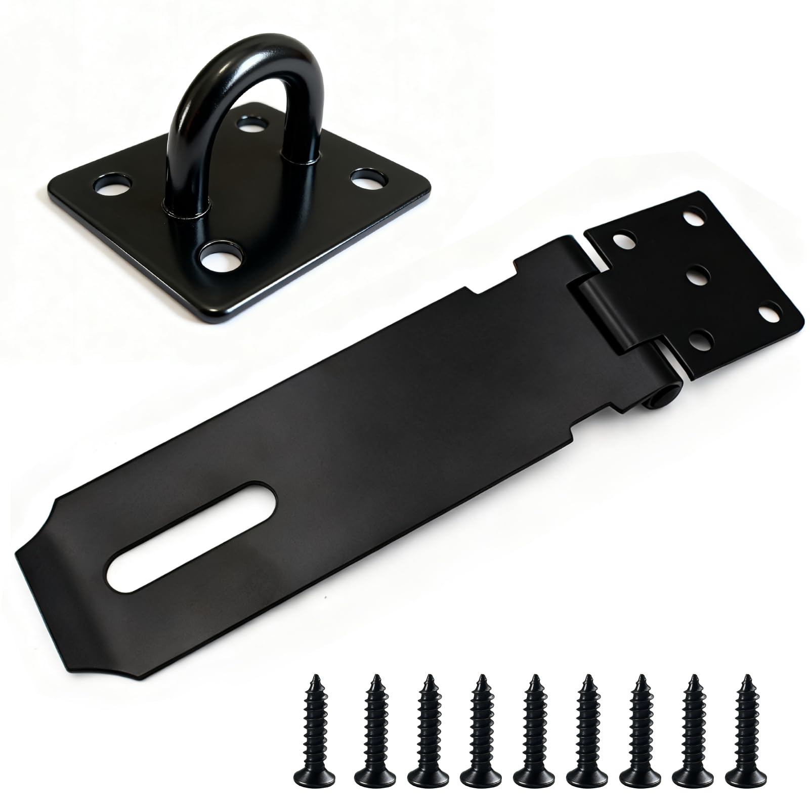 Hasp and Staple Heavy Duty 1 Pack, 5 Inch Stainless Steel Shed Lock Door Padlock Security Hasp Shed Gate Lock Latch Anti-Theft Door Clasp Buckle for Shed Doors Window Cabinet Pet Cage Lockers