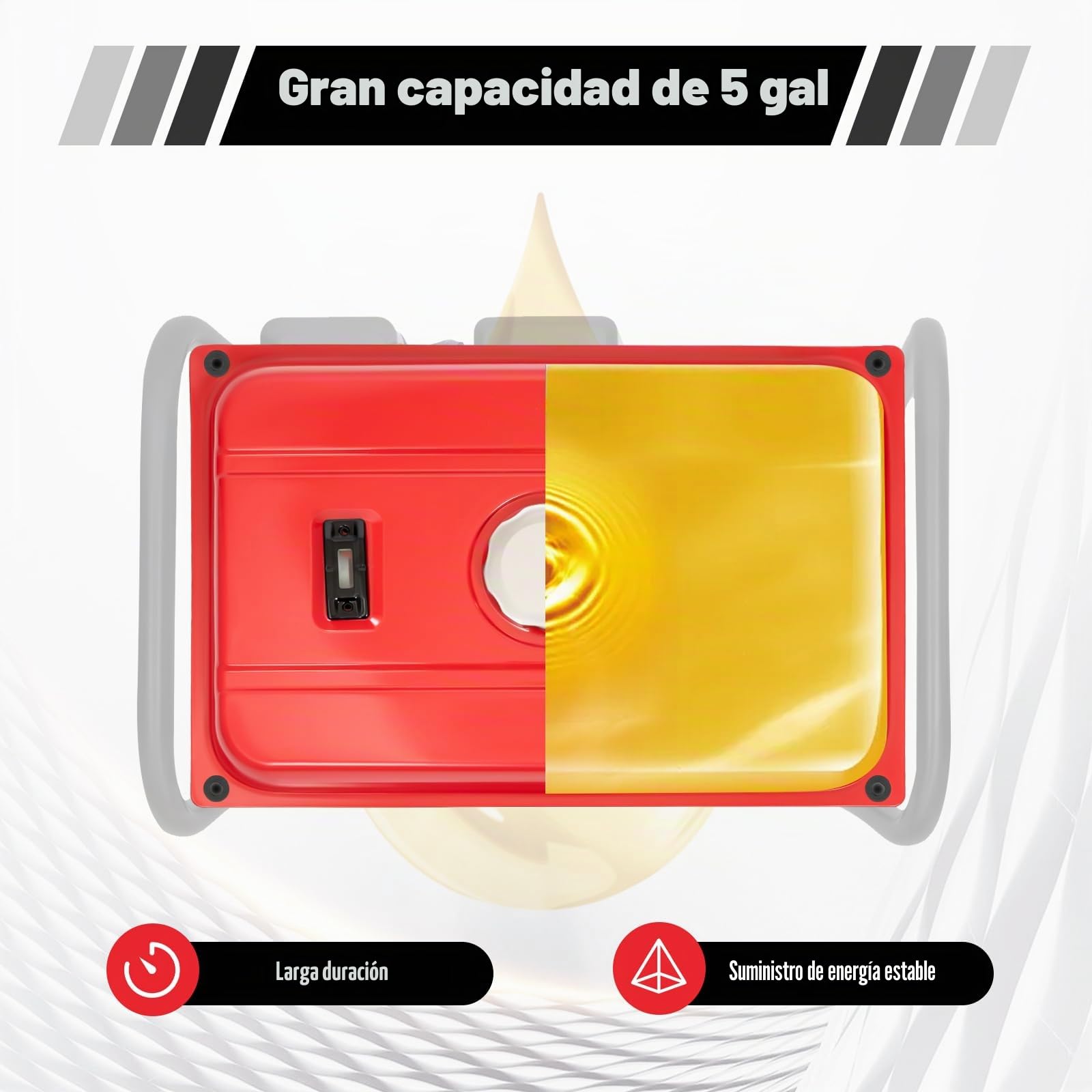 Depósito de combustible para generador [15L de hierro] Tanque de gasolina universal para generadores de electricidad, incl. filtro y llave de gasolina, 54,9x36 cm (Rojo) para construcción