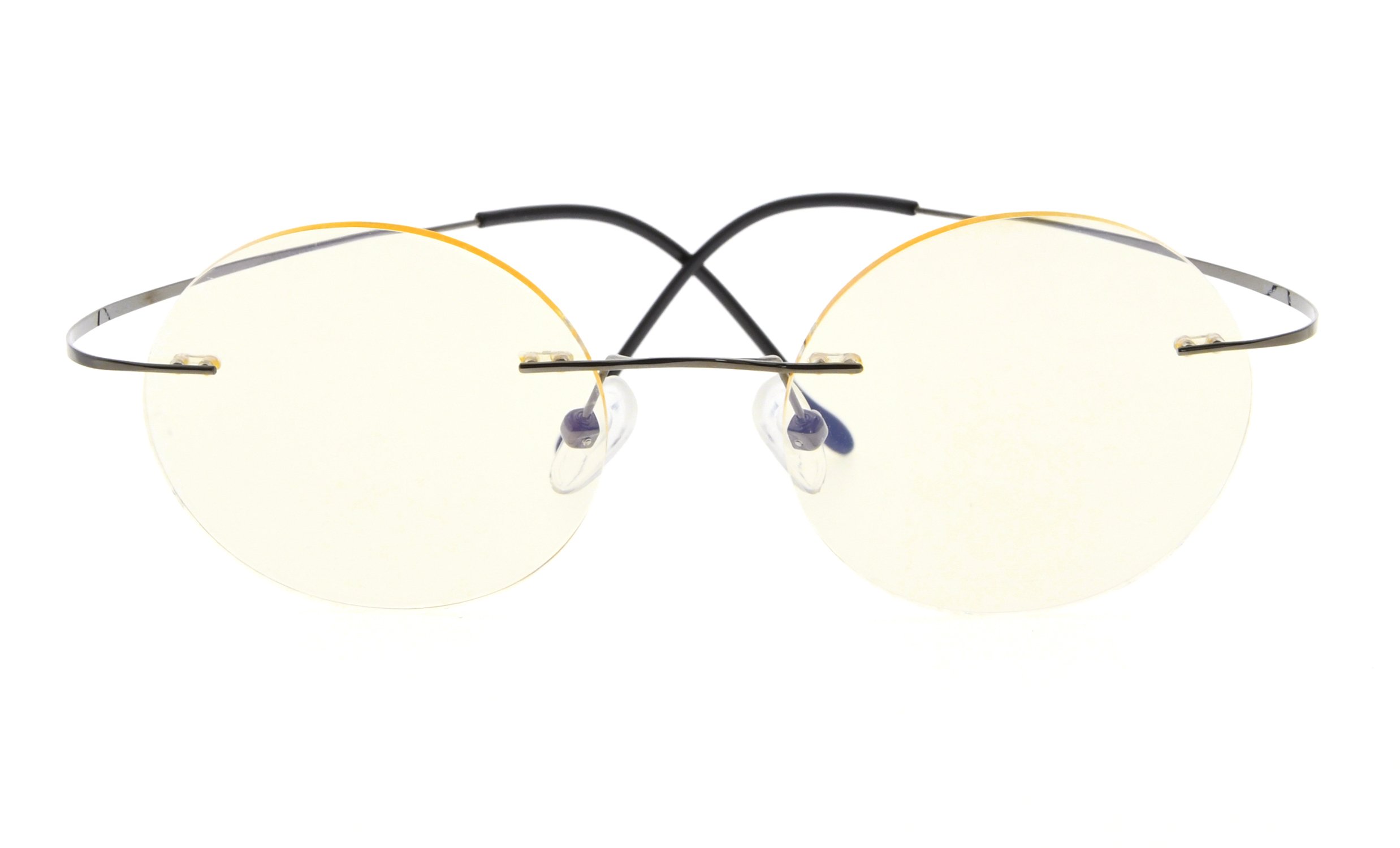 CessBlu Rimless Anti Blue Ray Titanium Round Computer Glasses Women Men Eyeglass(Gunmetal) without Strength