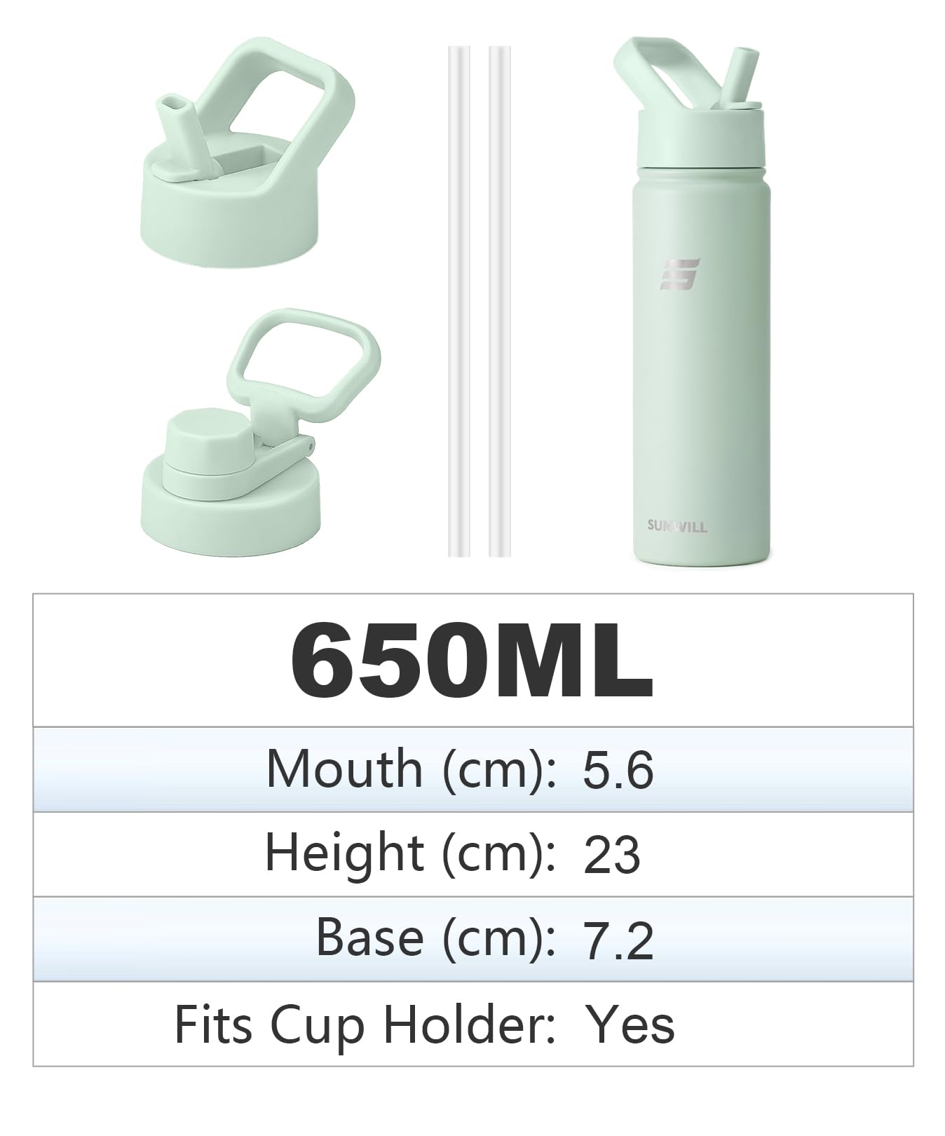 SUNWILL Metal Water Bottle with Straw Stainless Steel - Image 4