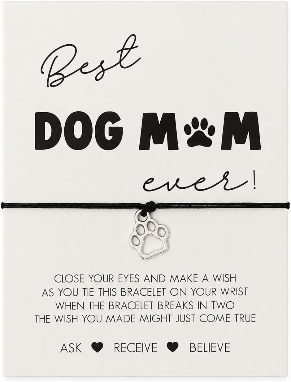 Dog Mom gift | Dog Mum present | Paw print wish bracelet | Birthday present from the Puppy | Gift for her Mother's Day