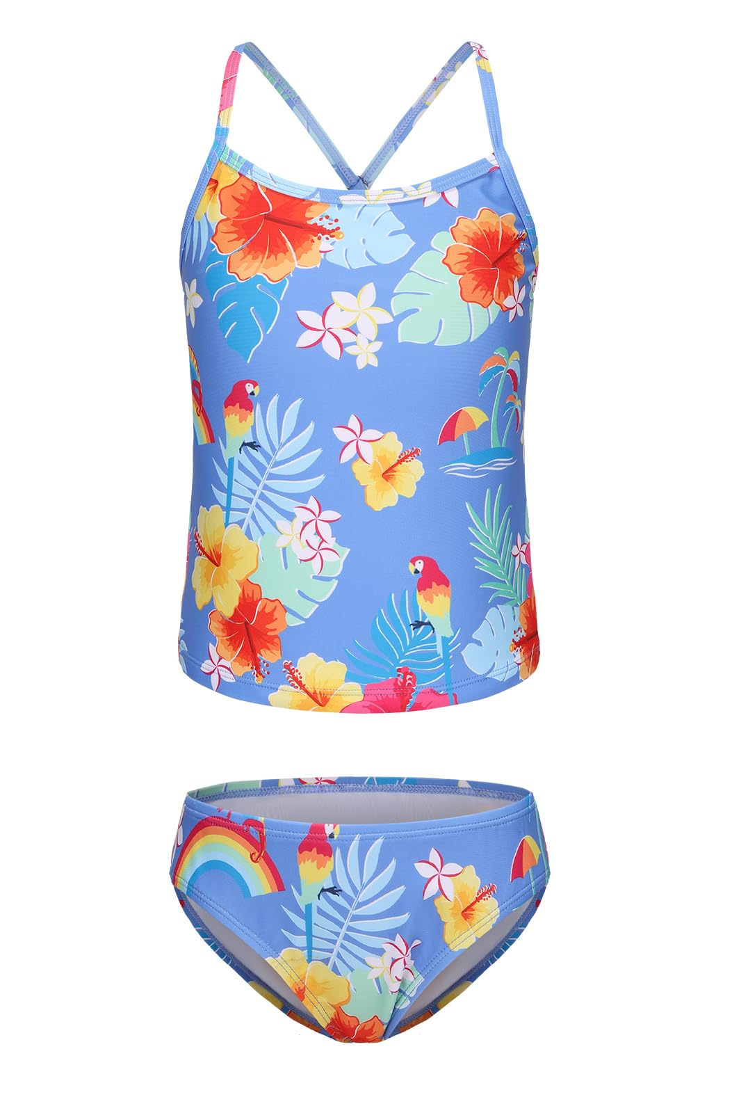 Girls Two Piece Tankini Swimsuits Tie Dye Bathing Suit Kids Hawaiian Swimwear Set 3-16 Years