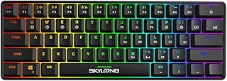 SKYLOONG GK61 SK61 60% Mechanical Keyboard,Full Keys Programmable,RGB Portable Small Compact Waterproof Gaming Keyboard 61 Keys Gateron Blue Switchs Hot Swappable Keyboard for PC Mac Laptop Computer