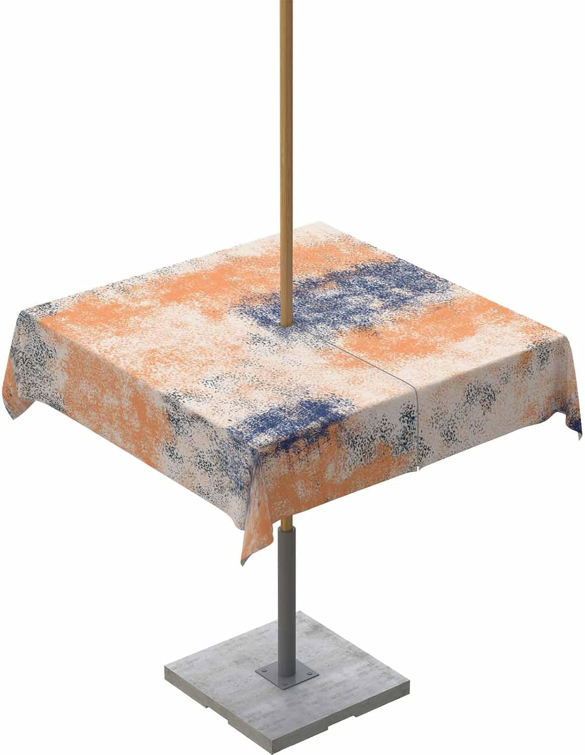 Navy Blue Stripes Outdoor Rectangle Tablecloth with Umbrella Hole 60x102,Wrinkle Free Wipeable Fabric Table Cloth Waterproof Zippered Cover for Camping Patio Party,White Abstract Modern Geometric Art