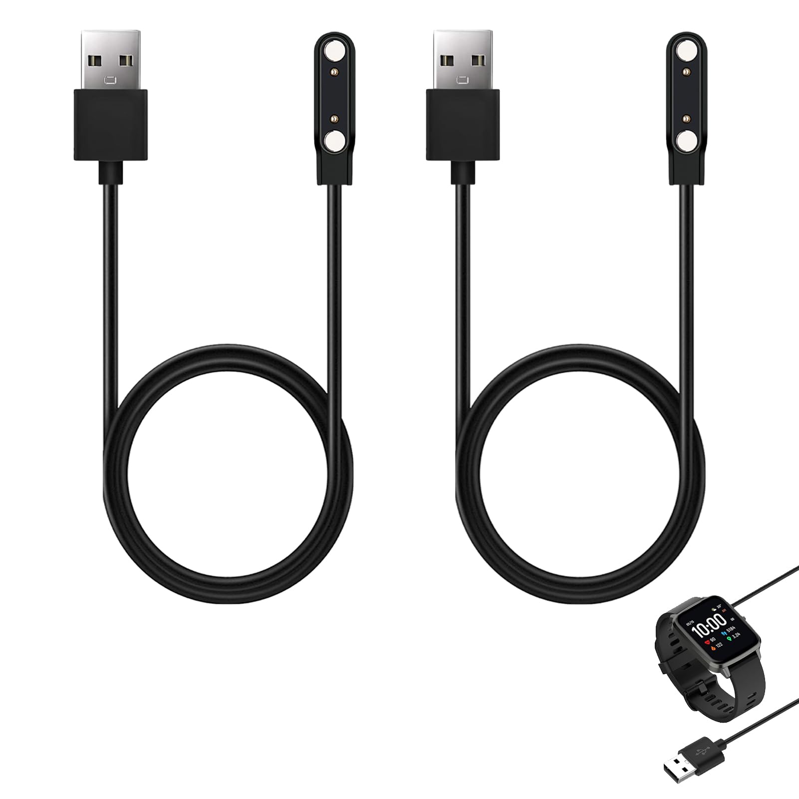 2 Piezas Cargador Reloj Inteligente, Cargador Smartwatch 2 Pines 7.62mm, Magnético Universal para Reloj Inteligente, Compatible con Relojes y Dispositivos Carga Magnética, Carga Rápida Segura