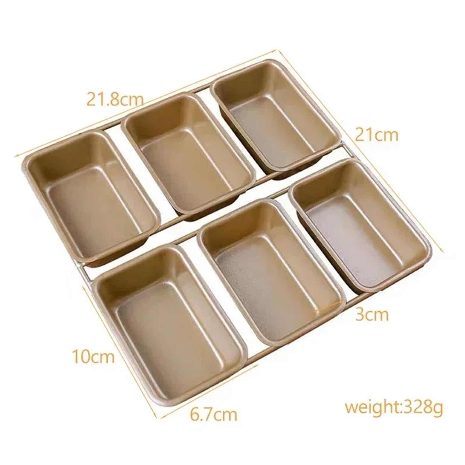 Molde cuadrado para 6 tazas, mini pan, hamburguesas, magdalenas, magdalenas, moldes para hornear en el hogar, bandejas de horno, herramientas para pasteles (molde dorado para pan)