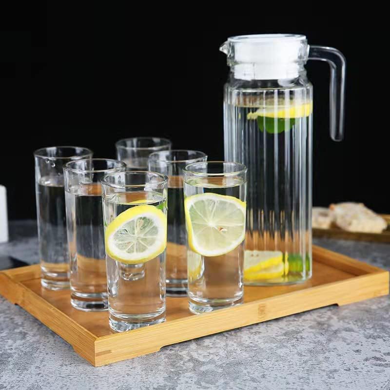 Image of Premium Water and Juice Glasses and Jug Set Combo [6 Piece Glass 350ML & 1 Piece Jug 1 Liter] Transparent Pitcher Set for Dining Table, Home & Restaurant,Party (MTS - 17)