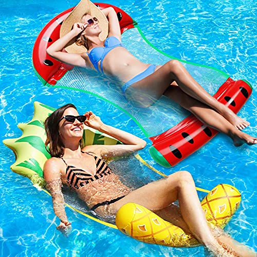 Camlinbo Pacote com 2 boias de piscina para adultos, rede de água inflável, multiuso, confortável, i