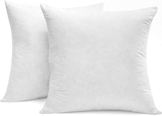 SNUG&COZY Luxury Goose Down Feather Pillow Inserts - 20 * 20IN/50 * 50CM, Double Layered Down-Proof Design, Ultra-Soft Cover, High Fill Weight, Pack of 2, White