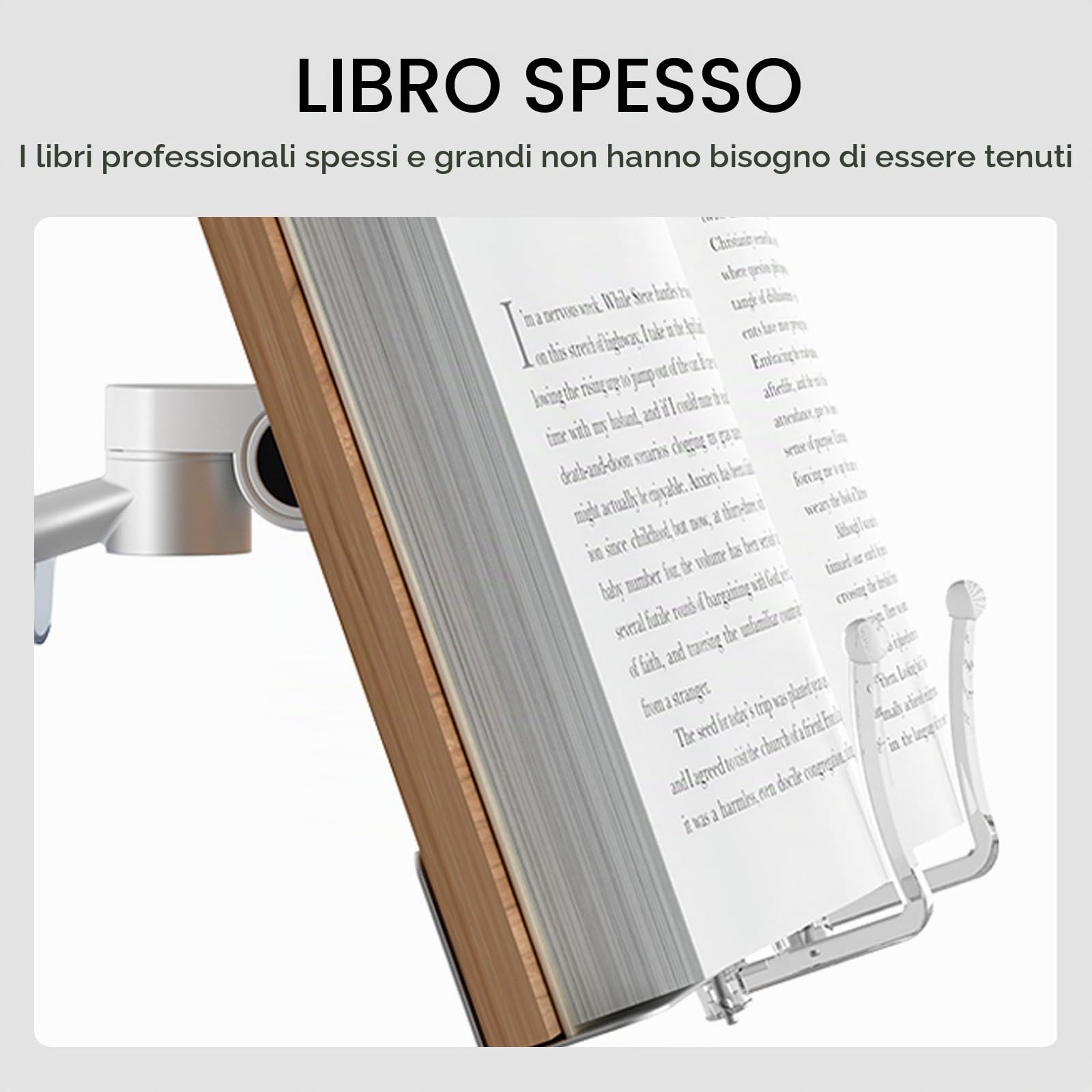 Buhelyc Multifunzione Leggio da Terra, Leggio per Libri da Pavimento, per Leggere A Mani Libere, Tappetino in Legno, Regolabile Altezza E Inclinazione, 2 Clip A Molla, per Casa, Scuola, Cucina