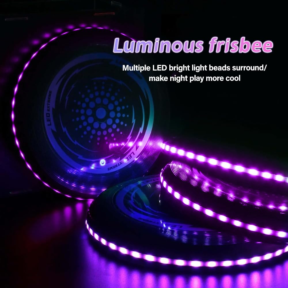 KBIBCK Ultimate Frisbee Mit 49 LED-Lichtern – Leuchtende Flugscheibe, 27 Cm, PE-Kunststoff, Für Nachtspiele, Strand & Garten