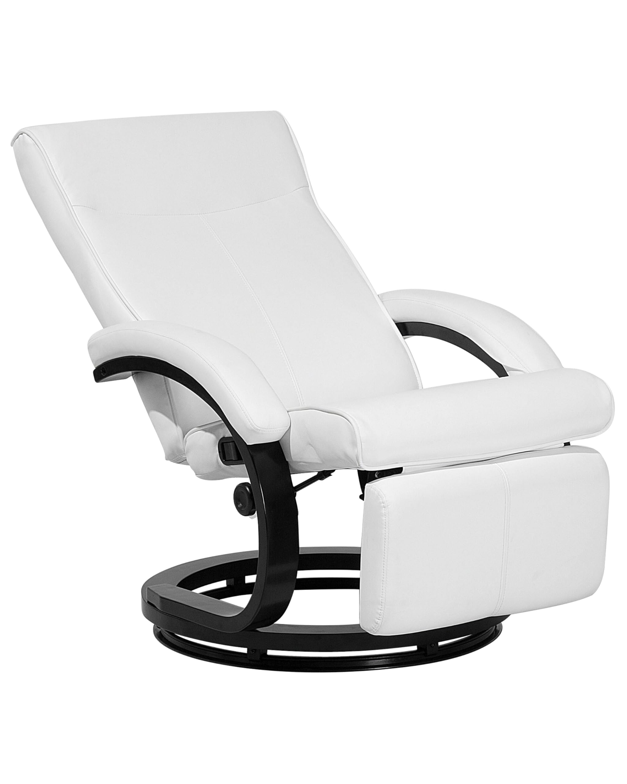Bequemer Sessel mit Wippfunktion und integriertem Fußteil – Weiß