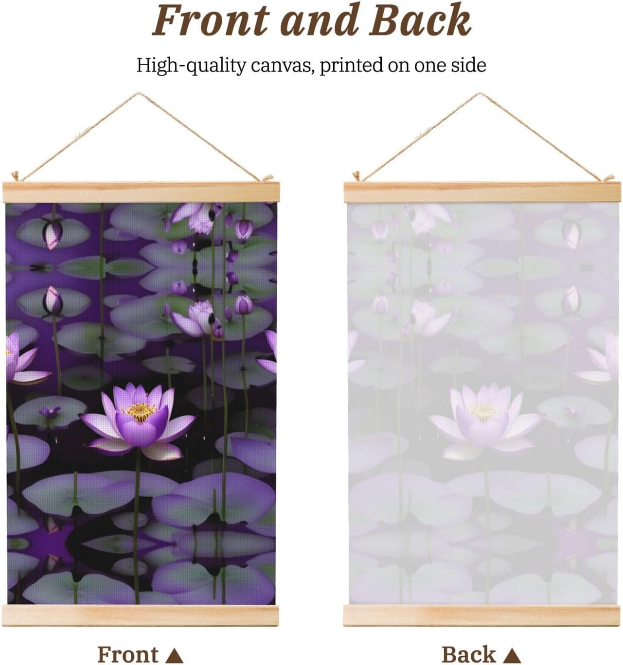 Lotus Flower Purple Print Poster Hanger,Hanging Poster, Poster Frame,Wood Poster Hanger, For Wall Hanging