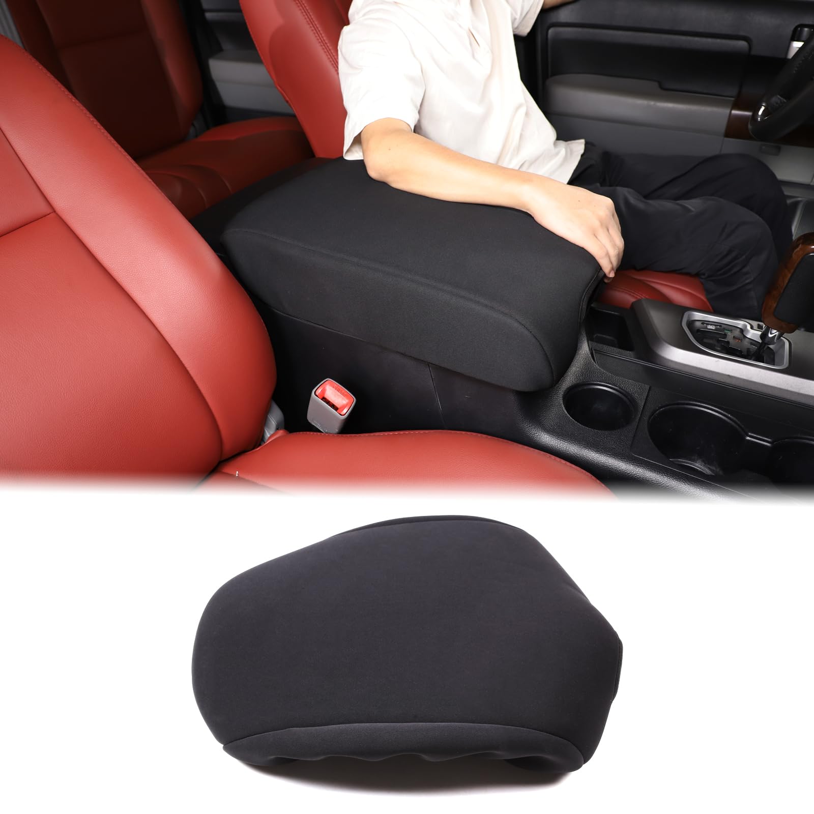 Leather Center Console Armrest Lid Box Cover For Toyota Tundra 2007-2013 Black E - Foto 7