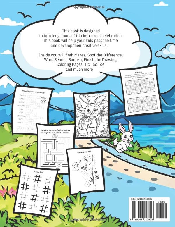 Road Trip Activity Book for Kids: Ages 5-10 Travel Workbook for Boys and Girls | Suitable for Car, Airplane and Train Entertainment | Includes Fun Games, Coloring and Mazes - Image 2