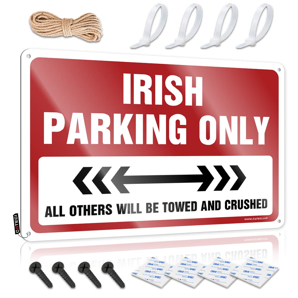 KRAZMURONGD Funny Desk Signs Irish Parking Only Tin Sign Man Cave Rules Man Cave Decorations(20X30CM)