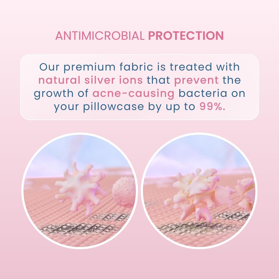 Clean Sleep Silver Ion Pillowcases, Hypoallergenic Pillowcases for Blemish-Prone & Sensitive Skin, Silver Ion Infused Plant-Based Fabric, Standard Size, 2 Pillow Covers, Glacier White