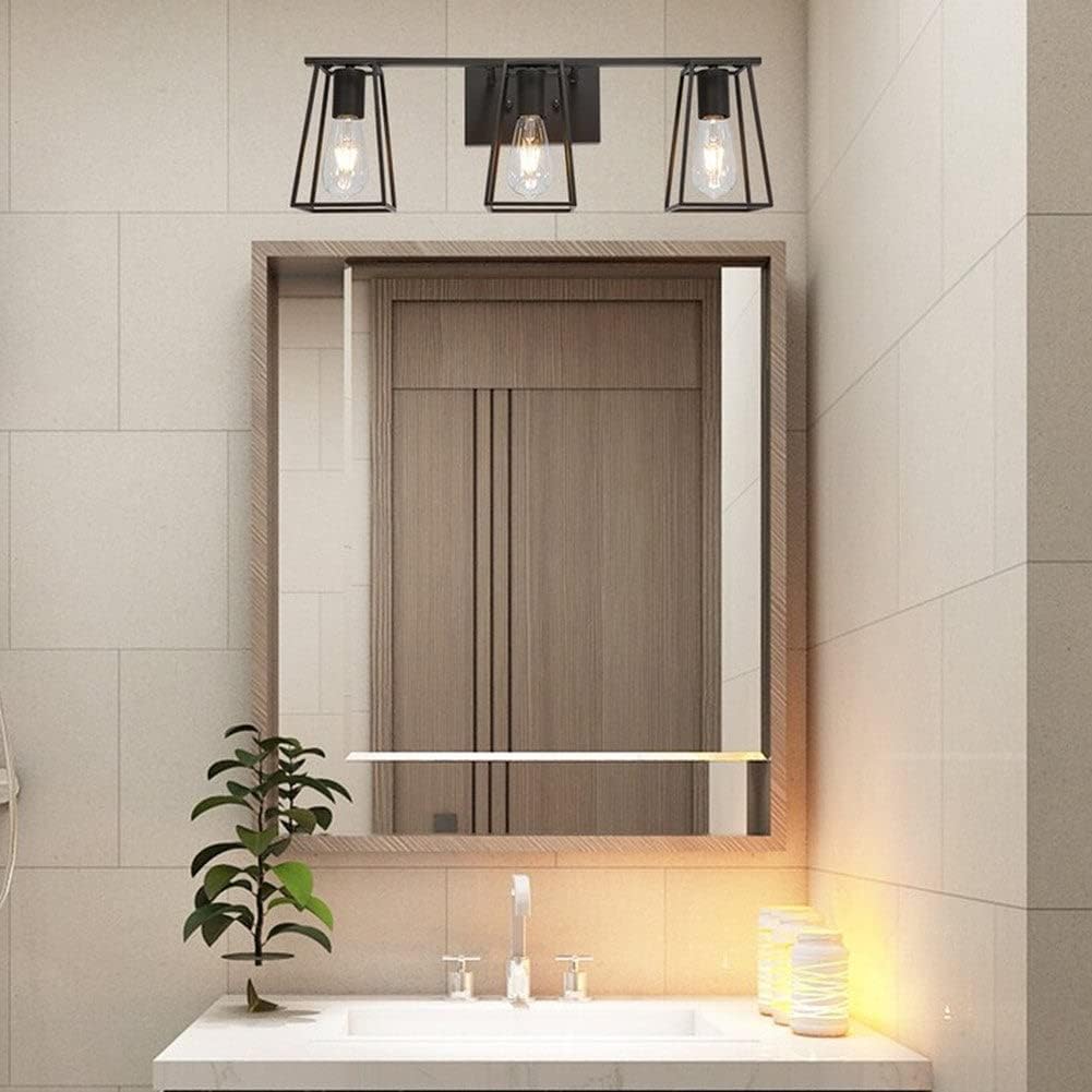 Modern 3-Light Over Mirror Metal Vanity Light 3-Light: 25.98" Black Contemporary Dimmable