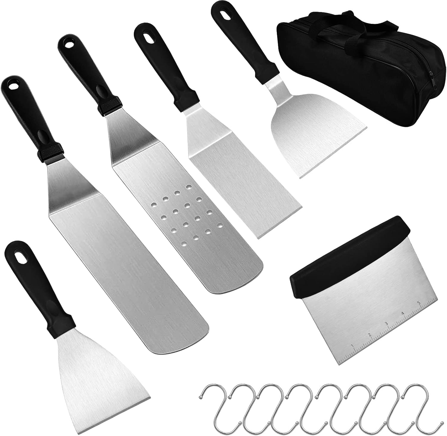 6Pcs Spatula Set, Flat Top Griddle Accessories, BBQ Griddle Accessories Kit with Heavy Duty Scraper Spatula Turner and 6Pcs S-Hook, for BBQ 6Pcs Spatula Set, Flat Top Griddle Accessories, BBQ Griddle Accessories Kit with Heavy Duty Scraper Spatula Turner and 6Pcs S-Hook, for BBQ
