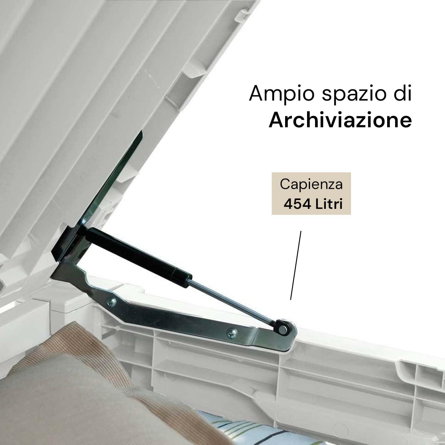 Avilia Sitzbank für den Außenbereich Creme – Doppelfunktion Stauraum und Sitz für 2 Personen – ideal für Garten und Terrasse – 454 l – aus wetterfestem Harz, Cremefarben